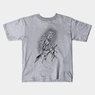 Bird and Nature (black version) Kids T-Shirt